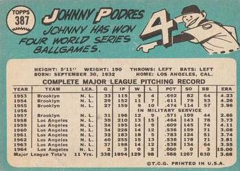 Johnny Podres back