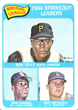 Topps 12 National League 1964 Strikeout Leaders (Bob Veale / Bob Gibson / Don Drysdale) #1965