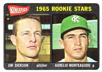 Topps 286 Athletics 1965 Rookie Stars (Jim Dickson / Aurelio Monteagudo) #1965