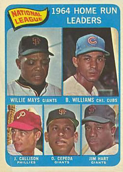 Topps 4 National League 1964 Home Run Leaders (Willie Mays / Billy Williams / Johnny Callison / Orlando Cepeda / Jim Hart) #1965