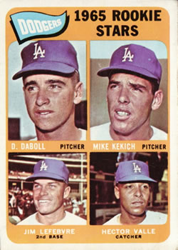 Topps 561 Dodgers 1965 Rookie Stars (Dennis Daboll / Mike Kekich / Jim Lefebvre / Hector Valle) #1965