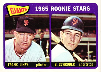 Topps 589 Giants 1965 Rookie Stars (Frank Linzy / Bob Schroder) #1965
