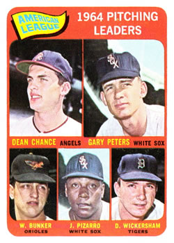 Topps 9 American League 1964 Pitching Leaders (Dean Chance / Gary Peters / Wally Bunker / Juan Pizarro / Dave Wickersham) #1965