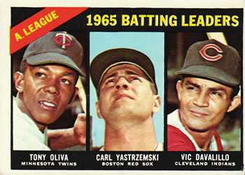 Topps 216 American League 1965 Batting Leaders (Tony Oliva / Carl Yastrzemski / Vic Davalillo) #1966