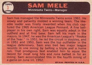 Sam Mele back