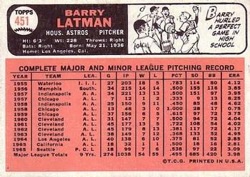 Barry Latman back