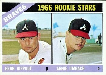 Topps 518 Braves 1966 Rookie Stars (Herb Hippauf / Arnie Umbach) #1966