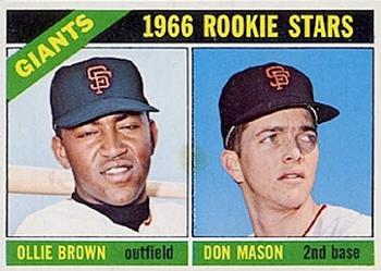 Topps 524 Giants 1966 Rookie Stars (Ollie Brown / Don Mason) #1966