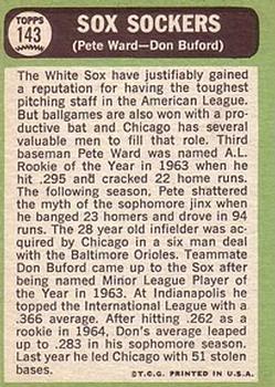 Topps 143 Sox Sockers (Pete Ward / Don Buford) back