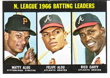 Topps 240 National League 1966 Batting Leaders (Matty Alou / Felipe Alou / Rico Carty) #1967
