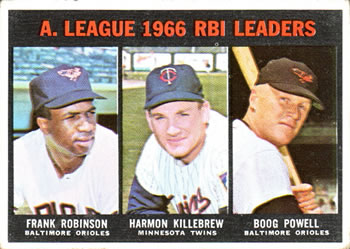 Topps 241 American League 1966 RBI Leaders (Frank Robinson / Harmon Killebrew / Boog Powell) #1967