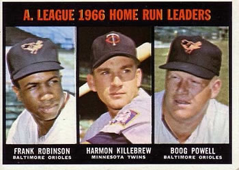 Topps 243 American League 1966 Home Run Leaders (Frank Robinson / Harmon Killebrew / Boog Powell) #1967
