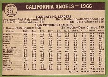 Topps 327 California Angels back