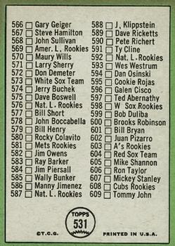 Topps 531 7th Series Checklist: 534 609 back