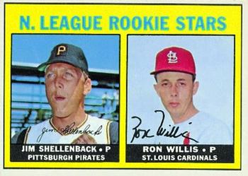 Topps 592 N. League Rookie Stars (Jim Shellenback / Ron Willis) #1967