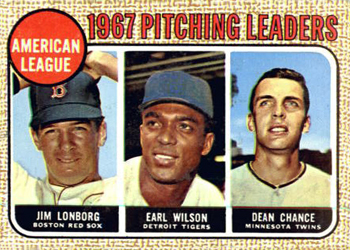 Topps 10 American League 1967 Pitching Leaders (Jim Lonborg / Earl Wilson / Dean Chance) #1968