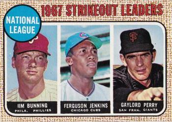 Topps 11 National League 1967 Strikeout Leaders (Jim Bunning / Ferguson Jenkins / Gaylord Perry) #1968