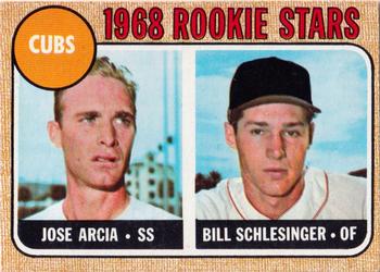 Topps 258 Cubs 1968 Rookie Stars (Jose Arcia / Bill Schlesinger) #1968