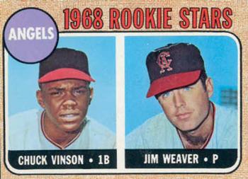 Topps 328 Angels 1968 Rookie Stars (Chuck Vinson / Jim Weaver) #1968