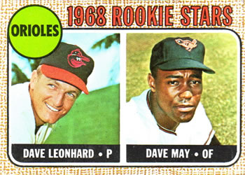 Topps 56 Orioles 1968 Rookie Stars (Dave Leonhard / Dave May) #1968