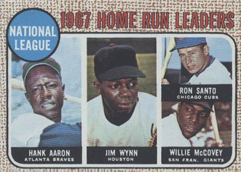 Topps 5 National League 1967 Home Run Leaders (Hank Aaron / Jim Wynn / Ron Santo / Willie McCovey) #1968