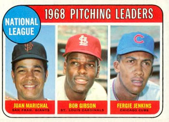 Topps 10 National League 1968 Pitching Leaders (Juan Marichal / Bob Gibson / Fergie Jenkins) #1969