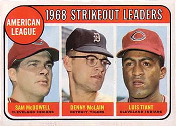 Topps 11 American League 1968 Strikeout Leaders (Sam McDowell / Denny McLain / Luis Tiant) #1969