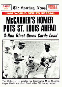 Topps 164 World Series Game #3   McCarver's Homer Puts St. Louis Ahead #1969