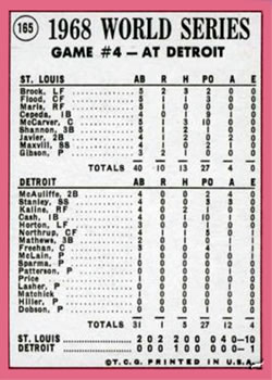 Topps 165 World Series Game #4   Brock's Lead Off HR Starts Cards' Romp back