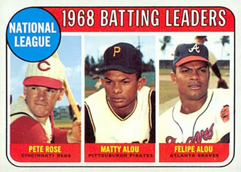 Topps 2 National League 1968 Batting Leaders (Pete Rose / Matty Alou / Felipe Alou) #1969
