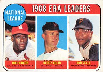 Topps 8 National League 1968 ERA Leaders (Bob Gibson / Bobby Bolin / Bob Veale) #1969