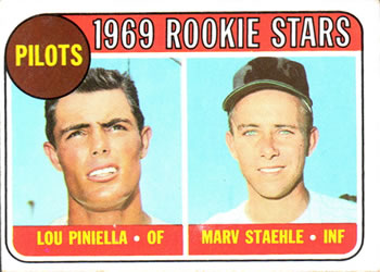 Topps 394 Pilots 1969 Rookie Stars (Lou Piniella / Marv Staehle) #1969