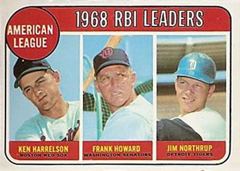 Topps 3 American League 1968 RBI Leaders (Ken Harrelson / Frank Howard / Jim Northrup) #1969