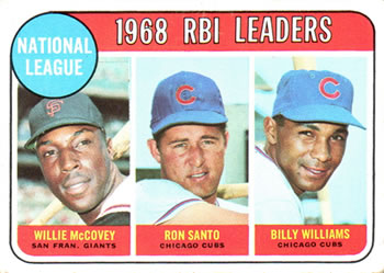 Topps 4 National League 1968 RBI Leaders (Willie McCovey / Ron Santo / Billy Williams) #1969