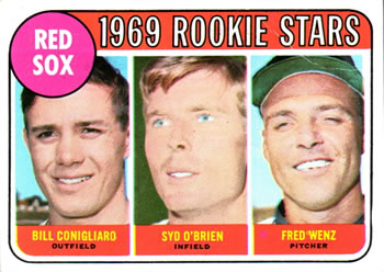 Topps 628 Red Sox 1969 Rookie Stars (Bill Conigliaro / Syd O'Brien / Fred Wenz) #1969
