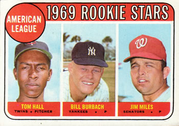 Topps 658 American League 1969 Rookie Stars (Tom Hall / Bill Burbach / Jim Miles) #1969