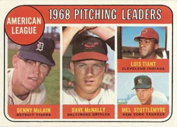 Topps 9 American League 1968 Pitching Leaders (Denny McLain / Dave McNally / Luis Tiant / Mel Stottlemyre) #1969