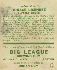 Horace Lisenbee back