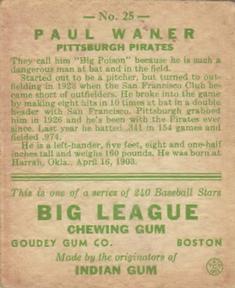 Paul Waner back