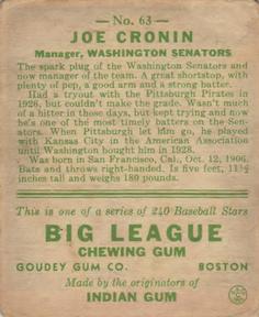 Joseph Cronin back