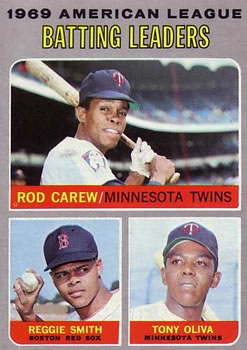 Topps 62 1969 American League Batting Leaders (Rod Carew / Reggie Smith / Tony Oliva) #1970