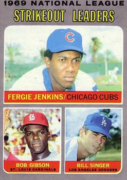 Topps 71 1969 National League Strikeout Leaders (Fergie Jenkins / Bob Gibson / Bill Singer) #1970