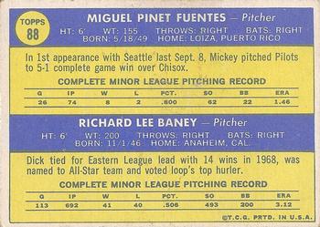 Topps 88 Pilots 1970 Rookie Stars (Miguel Fuentes / Dick Baney) back