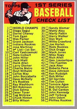 Topps 9 1st Series Checklist: 1 132 #1970