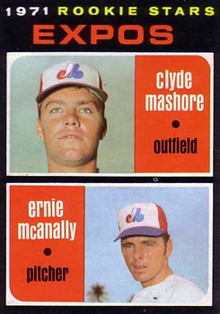 Topps 376 Expos 1971 Rookie Stars (Clyde Mashore / Ernie McAnally) #1971