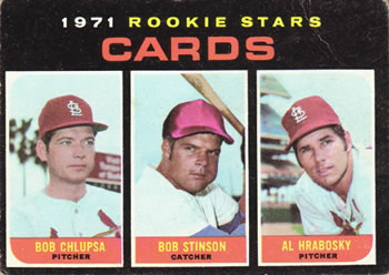 Topps 594 Cards 1971 Rookie Stars (Bob Chlupsa / Bob Stinson / Al Hrabosky) #1971
