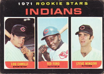 Topps 612 Indians 1971 Rookie Stars (Lou Camilli / Ted Ford / Steve Mingori) #1971