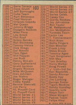 Topps 103 2nd Series Checklist: 133 263 back