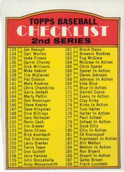 Topps 103 2nd Series Checklist: 133 263 #1972