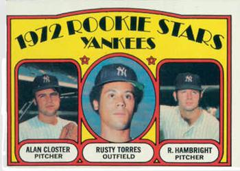 Topps 124 Yankees 1972 Rookie Stars (Alan Closter / Rusty Torres / Roger Hambright) #1972